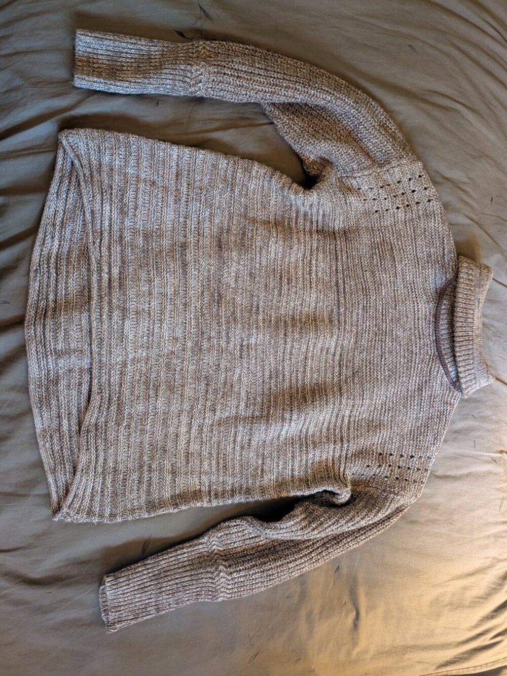 SIMPLY VERA WANG TURTLENECK SWEATER Knit S Small Long Sleeve Holes Tan Shirt Top